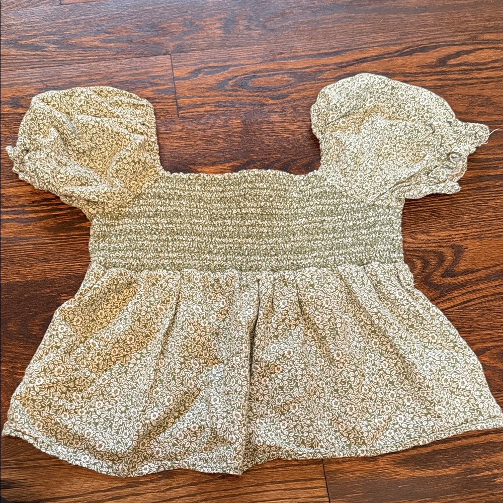 American Eagle Outfitters Green Smocked Top